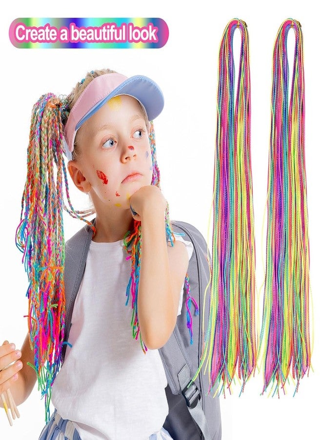 Gra8 خيوط ربط الشعر الملونة من غرا8 للضفائر، ربطة شعر متعددة الألوان بألوان قوس قزح، ربطة شعر متدرجة الألوان، إكسسوارات تصفيف شعر الضفائر للبنات - 22 قطعة، ألوان متعددة. - Image 4