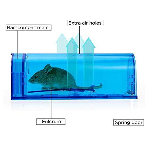blinc Humane Mouse Trap | Catch and Release Mouse Traps That Work | Mice Trap No Kill for mice/Rodent Pet Safe (Dog/Cat) Best Indoor/Outdoor Mousetrap Catcher Non Killer Small Capture Cage (Blue) - Image 4