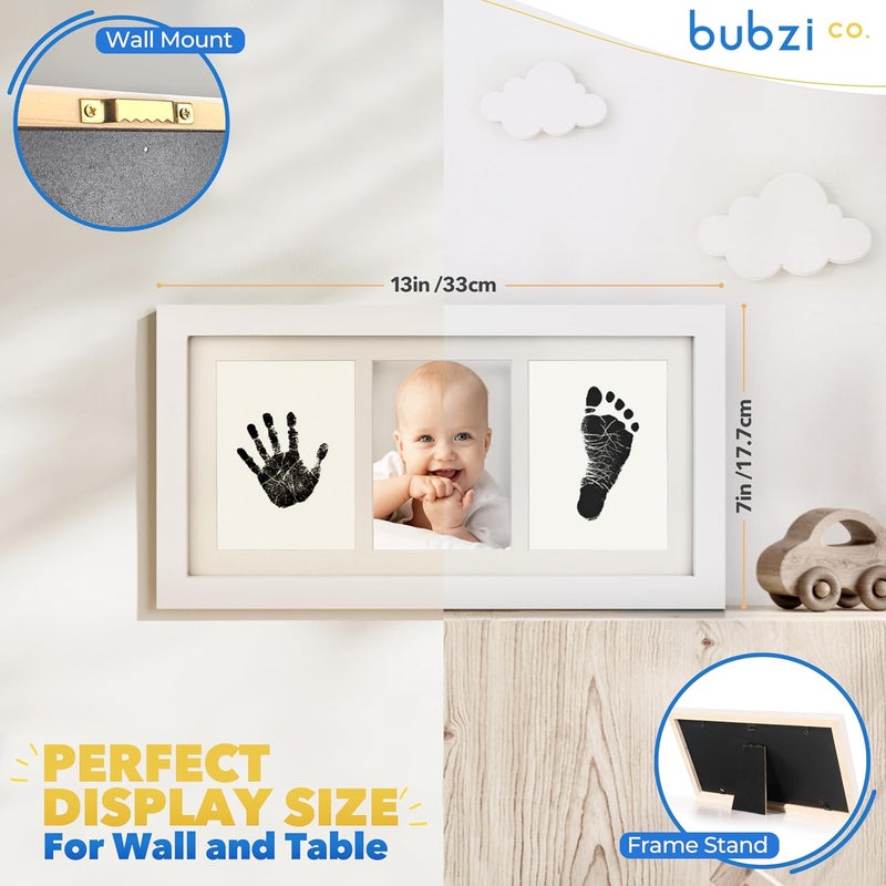 Bubzi Co Baby Handprint Kit  Footprint Photo Frame for Newborn Girls and Boys Unique Baby Shower Gifts Set for Registry Memorable Keepsake Decorations for Room Wall or Nursery Decor White - Image 2