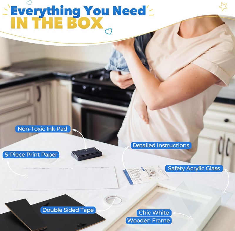 Bubzi Co Baby Handprint Kit  Footprint Photo Frame for Newborn Girls and Boys Unique Baby Shower Gifts Set for Registry Memorable Keepsake Decorations for Room Wall or Nursery Decor White - Image 3