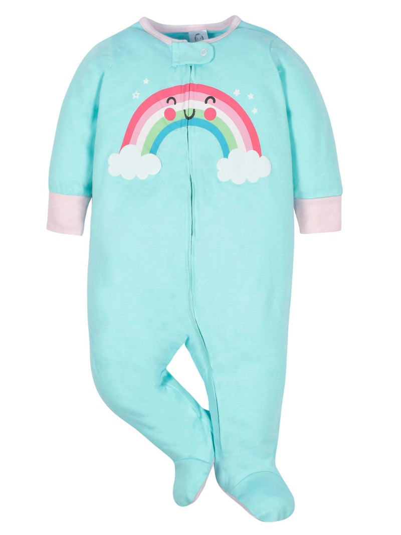 Gerber Baby Girls 4 Pack Sleep 'N Play Footie, Cloudy, Newborn - Image 2