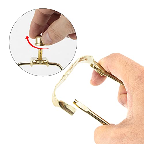 Saangseon Short Lamp Harp, 6 Inch Brass Lampshade Holder Kit Replacement with Finial and Detachable Saddle Base, Light Duty, Pack 2 Harps for Lamps DIY Lighting Accessories Lampshade Bracket - Image 4