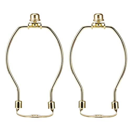 Saangseon Short Lamp Harp, 6 Inch Brass Lampshade Holder Kit Replacement with Finial and Detachable Saddle Base, Light Duty, Pack 2 Harps for Lamps DIY Lighting Accessories Lampshade Bracket - Image 1
