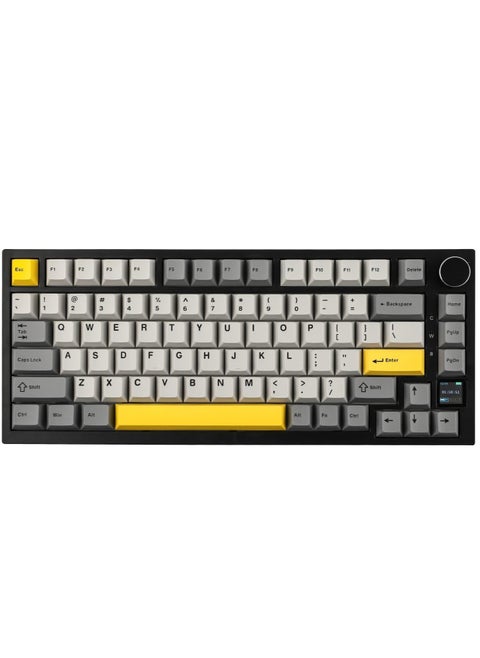 AK820 Pro Gaming Keyboard,75% Gasket-mounted Mechanical Gaming Keyboard with TFT Screen Smart Display, RGB Light,3 Modes(Bluetooth 5.1/2.4G Wireless & Type-C Wired), Sound Dampening Foams (BlackGrey, flying fish switch)