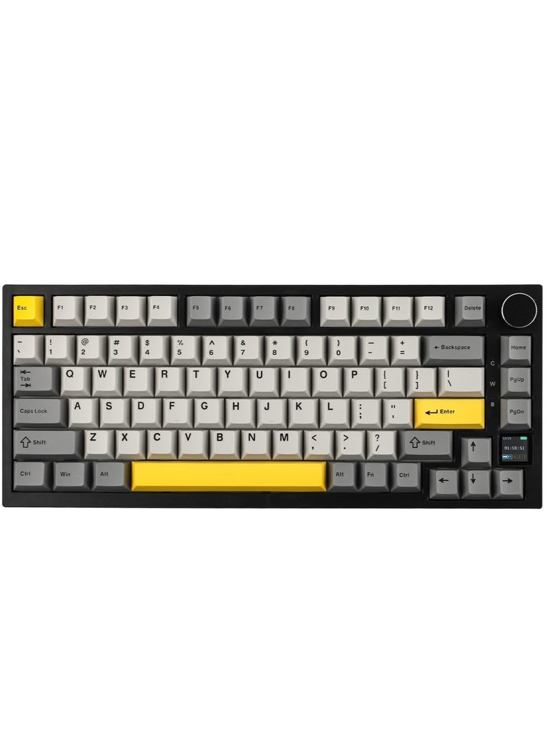 AK820 Pro Gaming Keyboard,75% Gasket-mounted Mechanical Gaming Keyboard with TFT Screen Smart Display, RGB Light,3 Modes(Bluetooth 5.1/2.4G Wireless & Type-C Wired), Sound Dampening Foams (BlackGrey, flying fish switch)