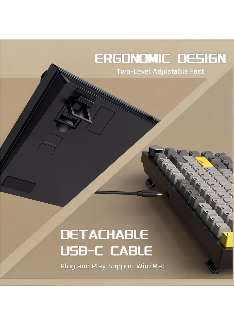 Ajazz AK820 Gaming Keyboard,75% Gasket-mounted Mechanical Gaming Keyboard with TFT Screen Smart Display, RGB Light,3 Modes(Bluetooth 5.1/2.4G Wireless & Type-C Wired), Sound Dampening Foams (BlackGrey, flying fish switch) - Image 5