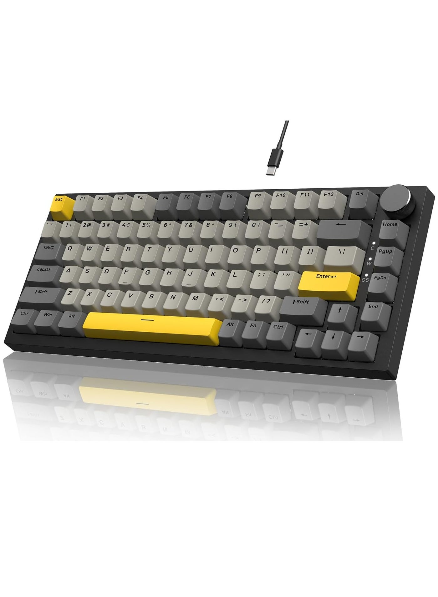 Ajazz AK820 Gaming Keyboard,75% Gasket-mounted Mechanical Gaming Keyboard with TFT Screen Smart Display, RGB Light,3 Modes(Bluetooth 5.1/2.4G Wireless & Type-C Wired), Sound Dampening Foams (BlackGrey, flying fish switch)