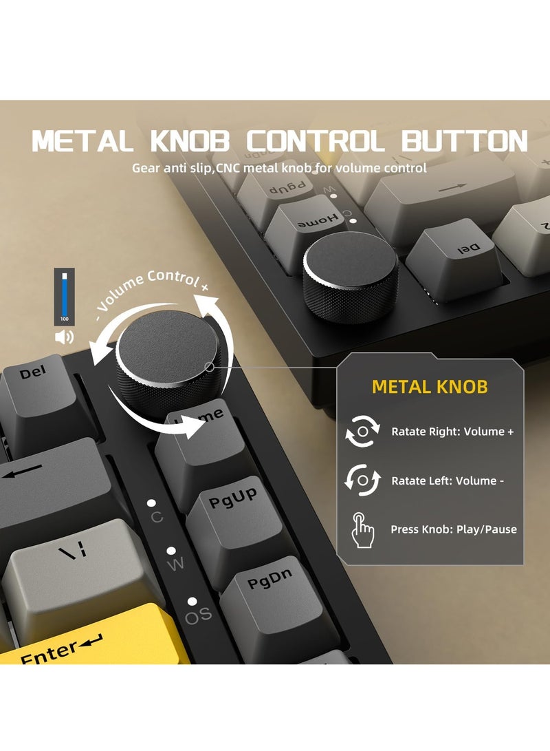 Ajazz AK820 Gaming Keyboard,75% Gasket-mounted Mechanical Gaming Keyboard with TFT Screen Smart Display, RGB Light,3 Modes(Bluetooth 5.1/2.4G Wireless & Type-C Wired), Sound Dampening Foams (BlackGrey, flying fish switch) - Image 3