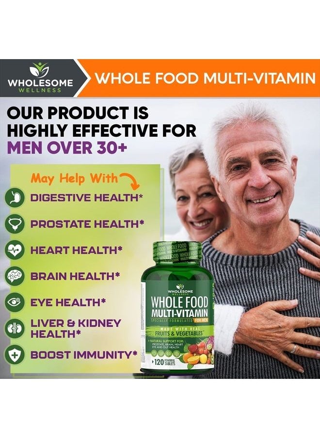 Wholesome Wellness Whole Food Multivitamin for Men - Natural Multi Vitamins, Minerals, Organic Extracts - Vegan Vegetarian - 120 Tablets  - Image 3