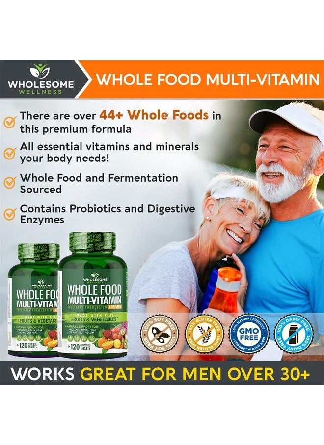Wholesome Wellness Whole Food Multivitamin for Men - Natural Multi Vitamins, Minerals, Organic Extracts - Vegan Vegetarian - 120 Tablets  - Image 4