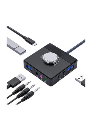 Max External Sound Card, USB Audio Adapter Fit for PC Windows, Mac, Linux, Laptops, Desktops, Stereo Sound Card with 3.5mm Interface & USB Interface, Volume Control, Plug & Play (6-in-1, Black) - pzsku/ZDC1520020A8220F256D5Z/45/_/1699957949/f6496fba-d3d3-47a1-a997-25f9f560deb6