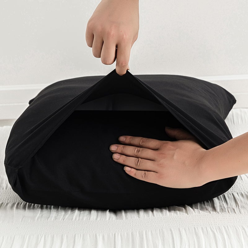 NiNi ALL Body Pillow Cases 100% Brushed Microfiber Black Pillowcases 1 Pack Soft & Breathable All Seasons Pillow Covers with Envelope Closure for Women Men  20x54 Inches - Image 2