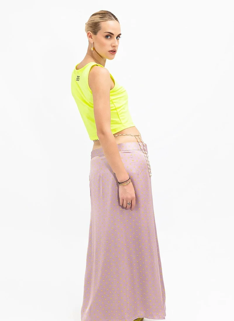 JANARA JONES Lavender Polkadot Satin Evelyn Skirt