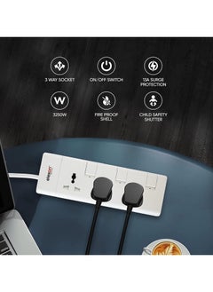 elexon 3 Way Power Extension With 2M Cable  - Image 5