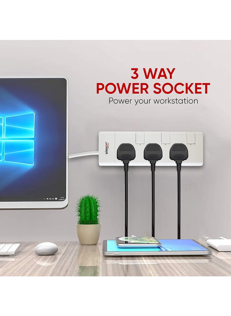 elexon - 3 Way Power Extension With 2M Cable - Image 1