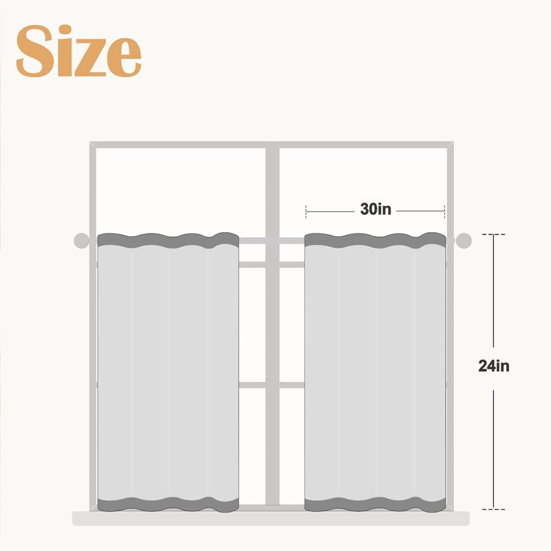 Hi -G HIG 2 Pack Camel Ruffle Kitchen Curtains â€“ Handcrafted Bow Tie Blackout Tier Curtains for Kitchen, Cabinet, Basement, Camper, Farmhouse Decorative Privacy Cafe Window Treatment, 30"x24" - Image 5