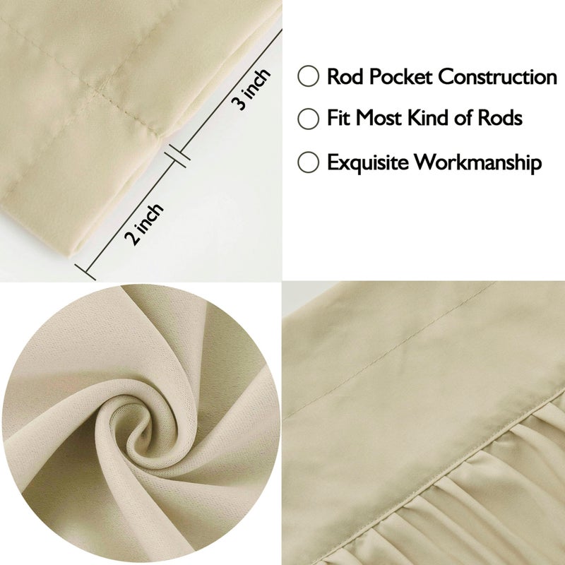 Hi -G HIG 2 Pack Camel Ruffle Kitchen Curtains â€“ Handcrafted Bow Tie Blackout Tier Curtains for Kitchen, Cabinet, Basement, Camper, Farmhouse Decorative Privacy Cafe Window Treatment, 30"x24" - Image 4
