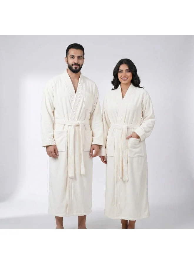 Donetella Bathrobe for Men & Women L Size - Kimono Collar, Highly Absorbent, Quick Dry, Soft Spa Robe with Belt & Pockets - Microfiber 330 GSM, Everyday Use