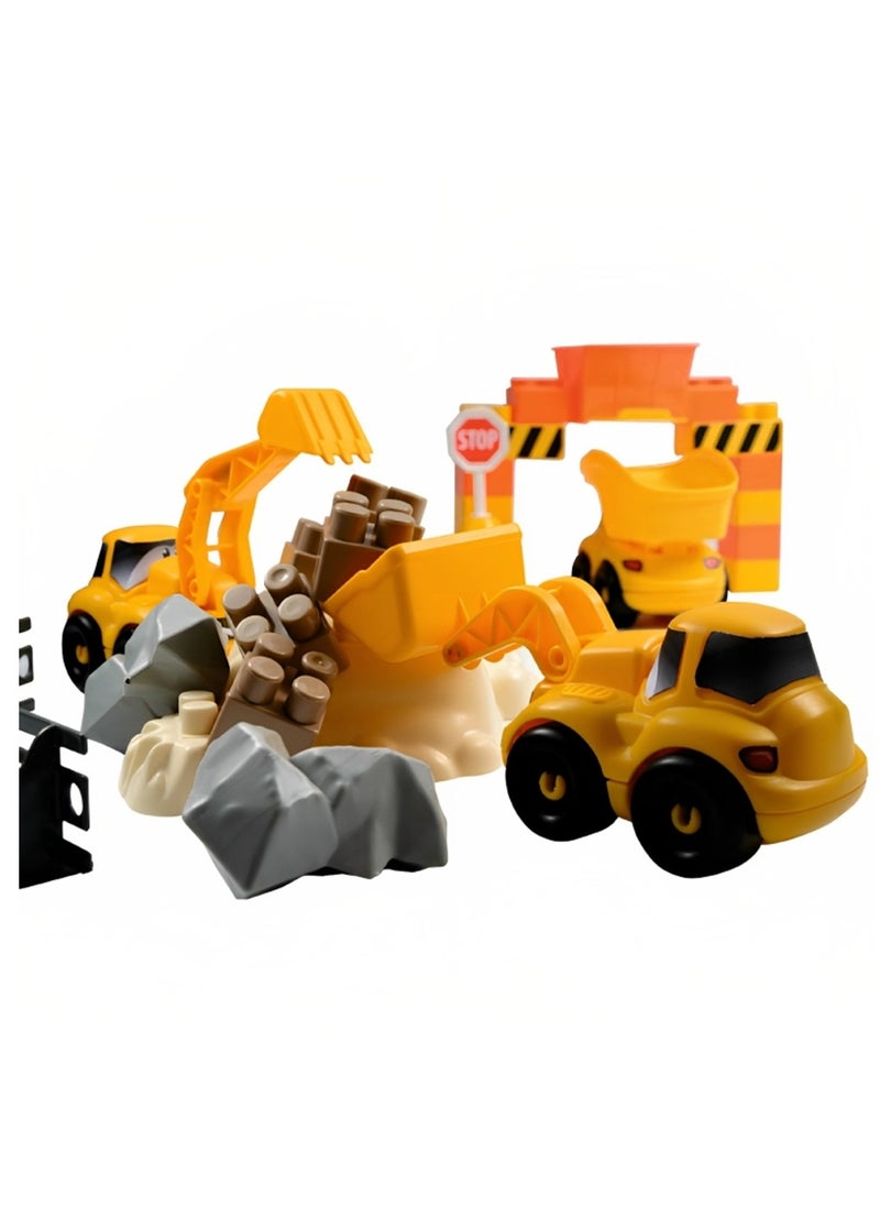 66 Pieces Construction Blocks & Crane Set Kids Building Blocks Pretend Role Play Toys for Toddlers Engineering Vehicle Playset for 3+ Year Old Boys Girls  - Image 2