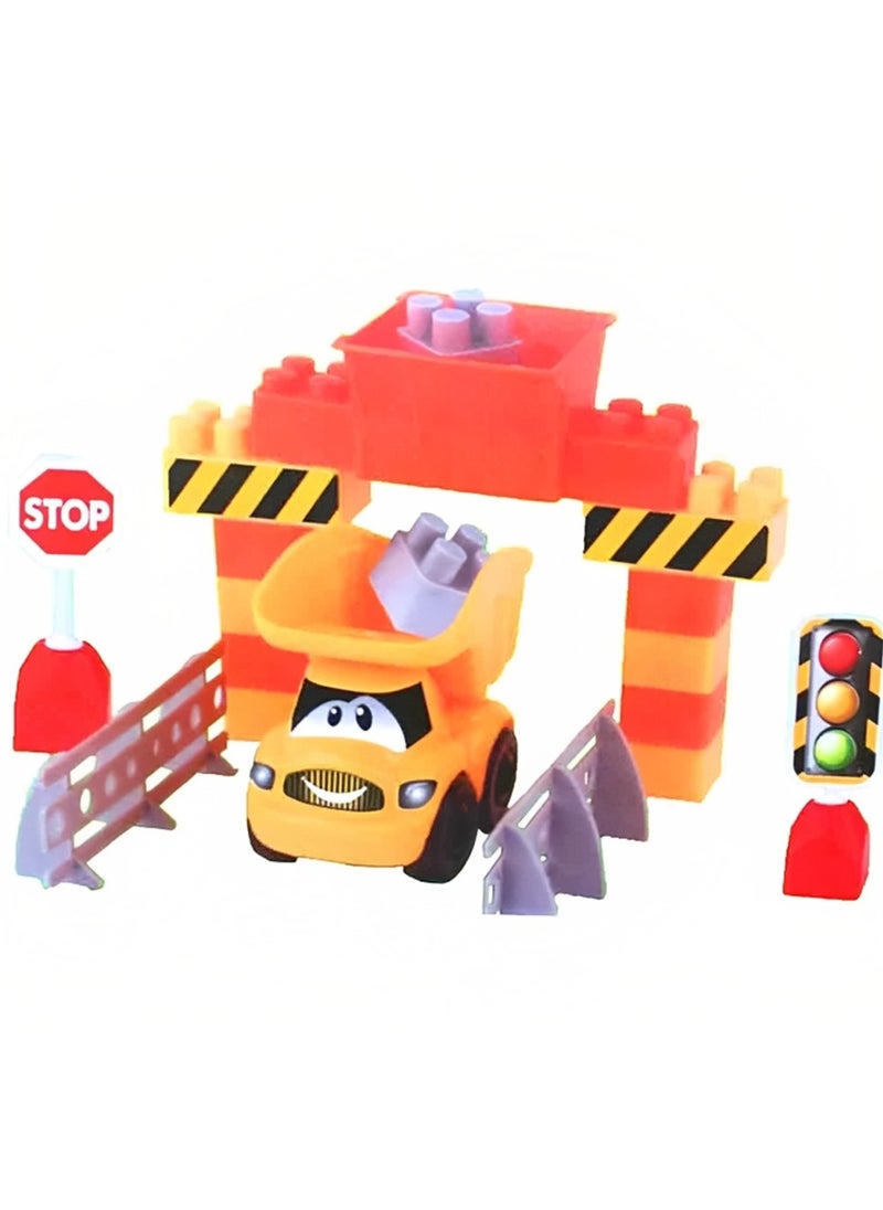 66 Pieces Construction Blocks & Crane Set Kids Building Blocks Pretend Role Play Toys for Toddlers Engineering Vehicle Playset for 3+ Year Old Boys Girls  - Image 3
