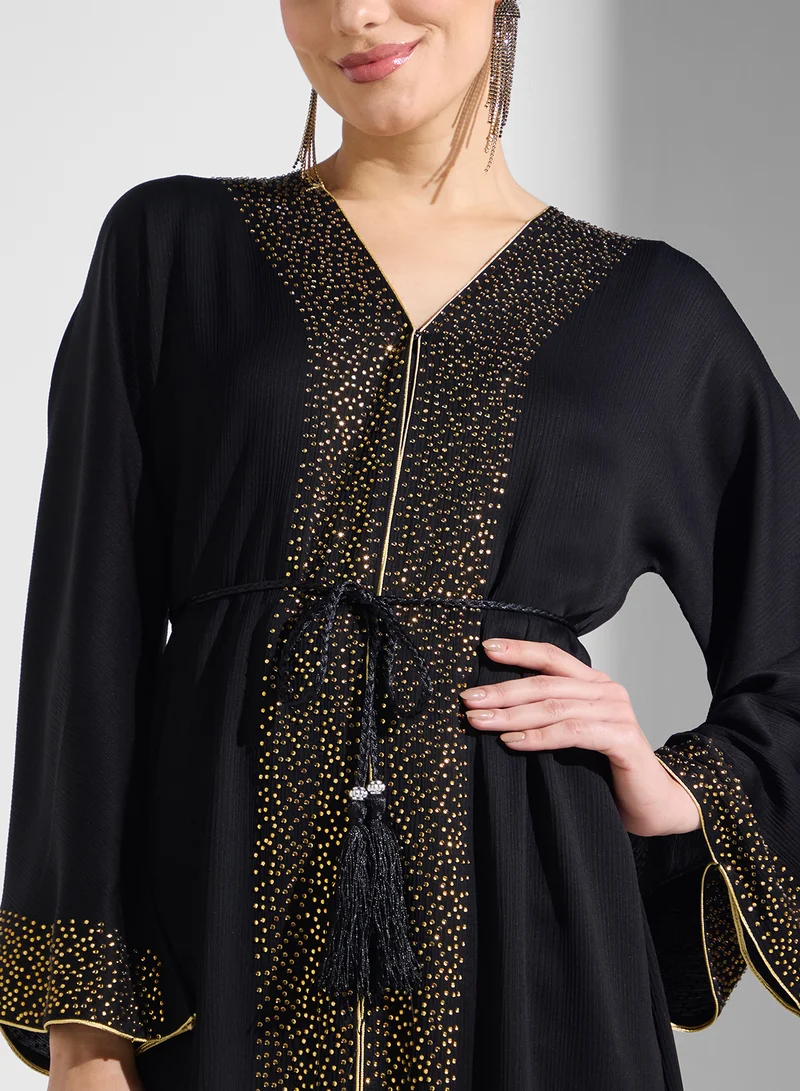 ARABIAN CLOSET Embellished Abaya With Belt
