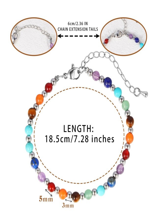 MILAKOO 2Pcs Beaded Bracelets for Women Bohemian Handmade Minimalist Jewerly Gifts Silver Figaro Chain Link Bracelet - Image 4