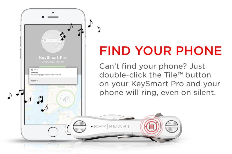 key smart KeySmart Pro - حامل مفاتيح ذكي مدمج مع مصباح LED وبلوتوث Tile، منظم مفاتيح EDC، يعلق مفتاح السيارة، أدوات صغيرة وإكسسوارات أخرى (حتى 10 مفاتيح، أبيض) - تم إيقافه - Image 3