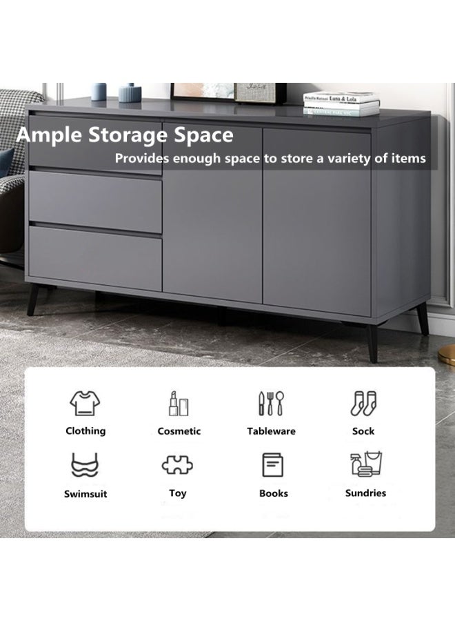 هيكسدريم ركن القهوة، خزانة جانبية ببابين و3 أدراج، خزانة تخزين متعددة الوظائف، مناسبة للمطبخ وغرفة المعيشة وغرفة الطعام وغرفة النوم - Image 3