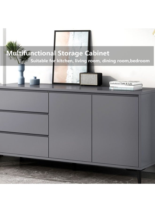 هيكسدريم ركن القهوة، خزانة جانبية ببابين و3 أدراج، خزانة تخزين متعددة الوظائف، مناسبة للمطبخ وغرفة المعيشة وغرفة الطعام وغرفة النوم - Image 2