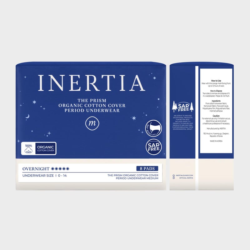 INERTIA Overnight Disposable Underwear â€“ 100% Organic Cotton Cover with Dual Leak Locker Protection | Secure & Comfortable Fit, Unscented, Hypoallergenic, Postpartum Essentials (Size M, 8 Count) - Image 2
