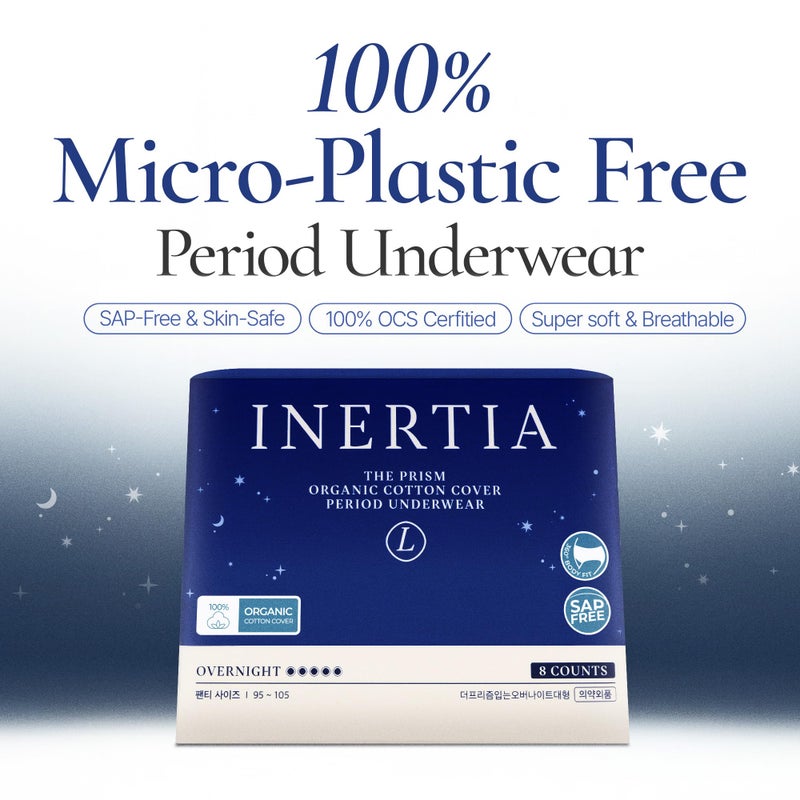 INERTIA Overnight Disposable Underwear â€“ 100% Organic Cotton Cover with Dual Leak Locker Protection | Secure & Comfortable Fit, Unscented, Hypoallergenic, Postpartum Essentials (Size M, 8 Count) - Image 3
