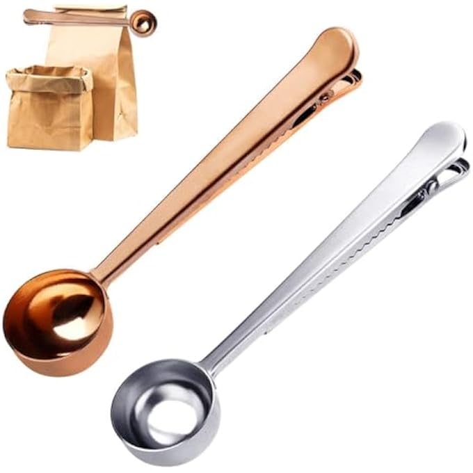 ريحني مغرفة قهوة بملعقة من الفولاذ المقاوم للصدأ ملعقة قياس قهوة مطحونة لحبوب القهوة شاي بودرة الحليب السكر الشوفان والشاي السائب سيلفر روز جولد - Image 2
