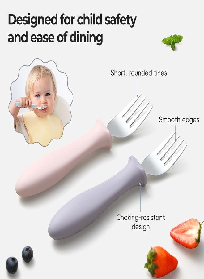 ITITT 6 PCS Toddler Forks Set - Baby Forks with Silicone Handle Children Food Grade 18/8 Stainless Steel Toddler Utensils Set for Self Feeding Kids Silverware Set Safe Anti-Choke Design Dishwasher Safe - Image 3