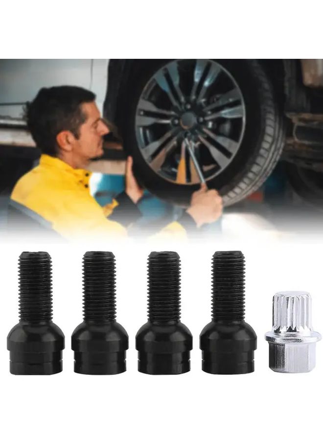 One Set 5pcs Anti Theft Wheel Bolt Nut Lock Kit For Car Taper Seat Mounting Screws - Image 2