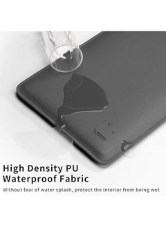 Excefore Laptop Sleeve Bag Protective Laptop Sleeve Compatible With Macbook 12 Inch Polyester Vertical Case With Pocket Pu Bag With Small Case Gray  - Image 5