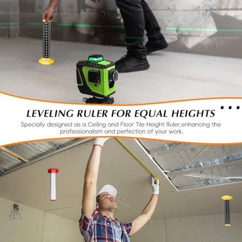SAMIQU 2Pcs Ceiling and Floor Tile Ruler - Leveling Ruler with Magnetic Base, Gradienter Horizontals Line Leveling Tool (Black) - Image 4