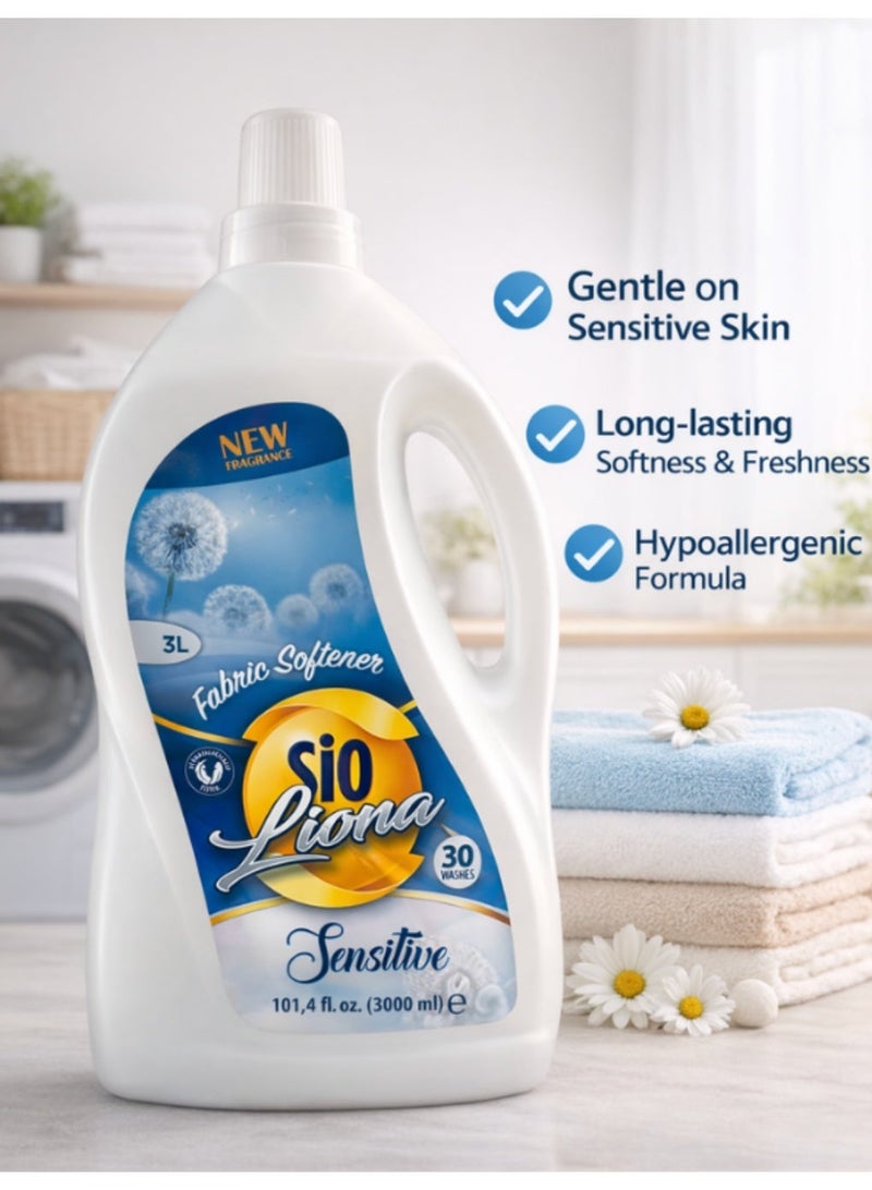 SIO Fabric Softener – Sensitive 3000 ml × 6 | Superior Softness & Gentle Fragrance - Image 1