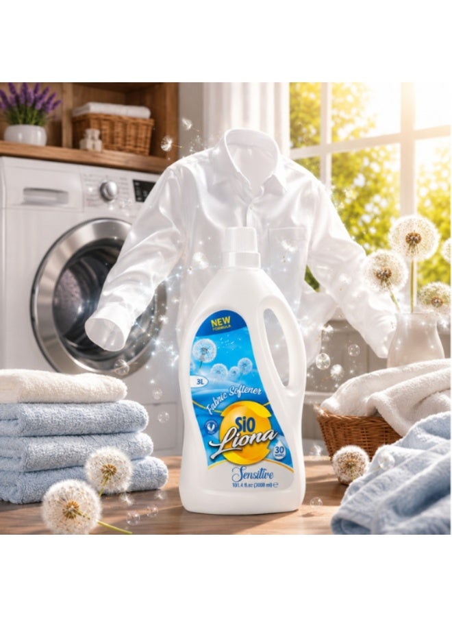 Sio Sensitive Fabric Softener & Conditioner, Superior Softness and Gentle Fragrance for Baby Clothes & Sensitive Skin, Mega Value Pack 3L - Image 3