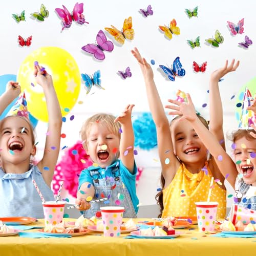 SAOROPEB 3D Butterfly Wall Decor, 24 Pcs Double Layer Butterfly Decorations for Party Decorations Locker Decor Refrigerator Decal, Reusable (Colorful) - Image 2