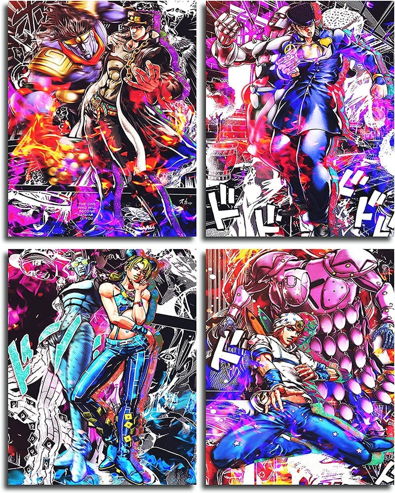 JoJo's Bizarre Adventure Poster Anime Wall Art, Unframed Manga Photo Prints Poster Pictures Artwork Uv Coated for Home Bedroom Living Room Decor, 8Inch x 10Inch UNFRAMED