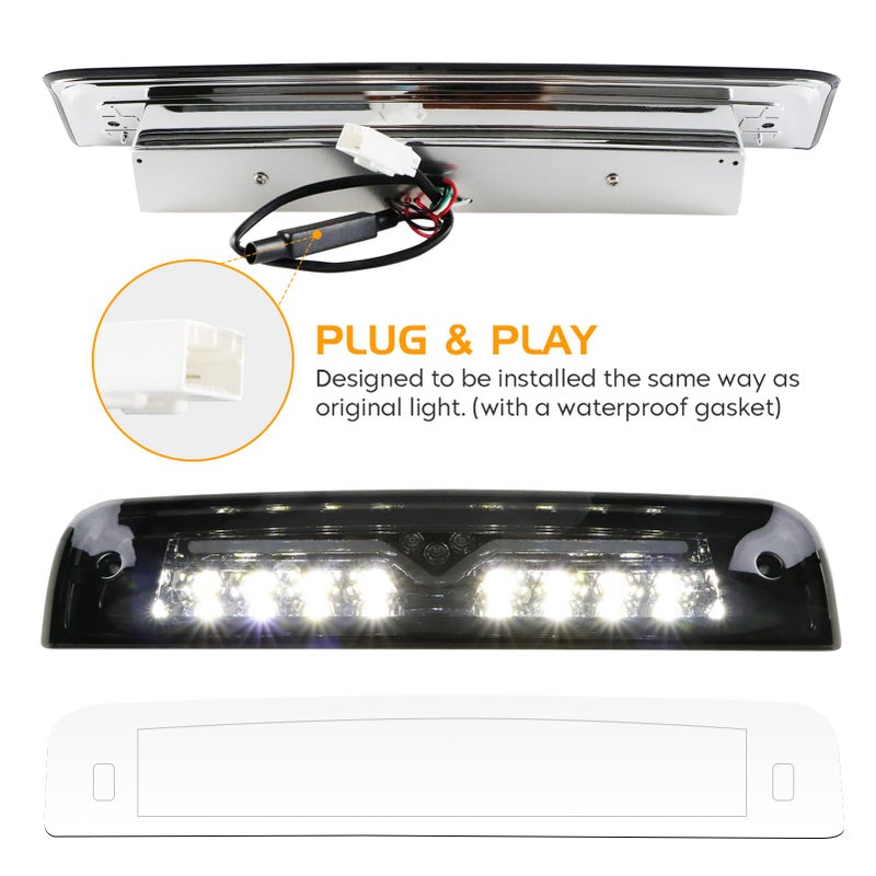 Bomusou LED Tail Light Assembly + 3rd Brake Light Fit for Dodge Ram 1500/2500/3500 2009-2018, for Dodge Ram 1500 Classic 2019 [Fit Factory Halogen Model, Not Fit Factory LED], Smoke Lens 3 PCS - Image 5