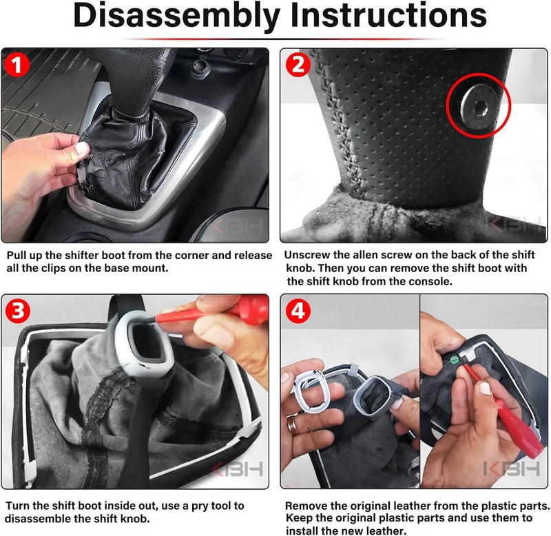 KBH Auto Gear Shift Knob Cover for Hummer H3 2005-2011 Vinyl Microfiber Leather Vehicle Shift Shifter Boot Cover Replacement Black - Image 5
