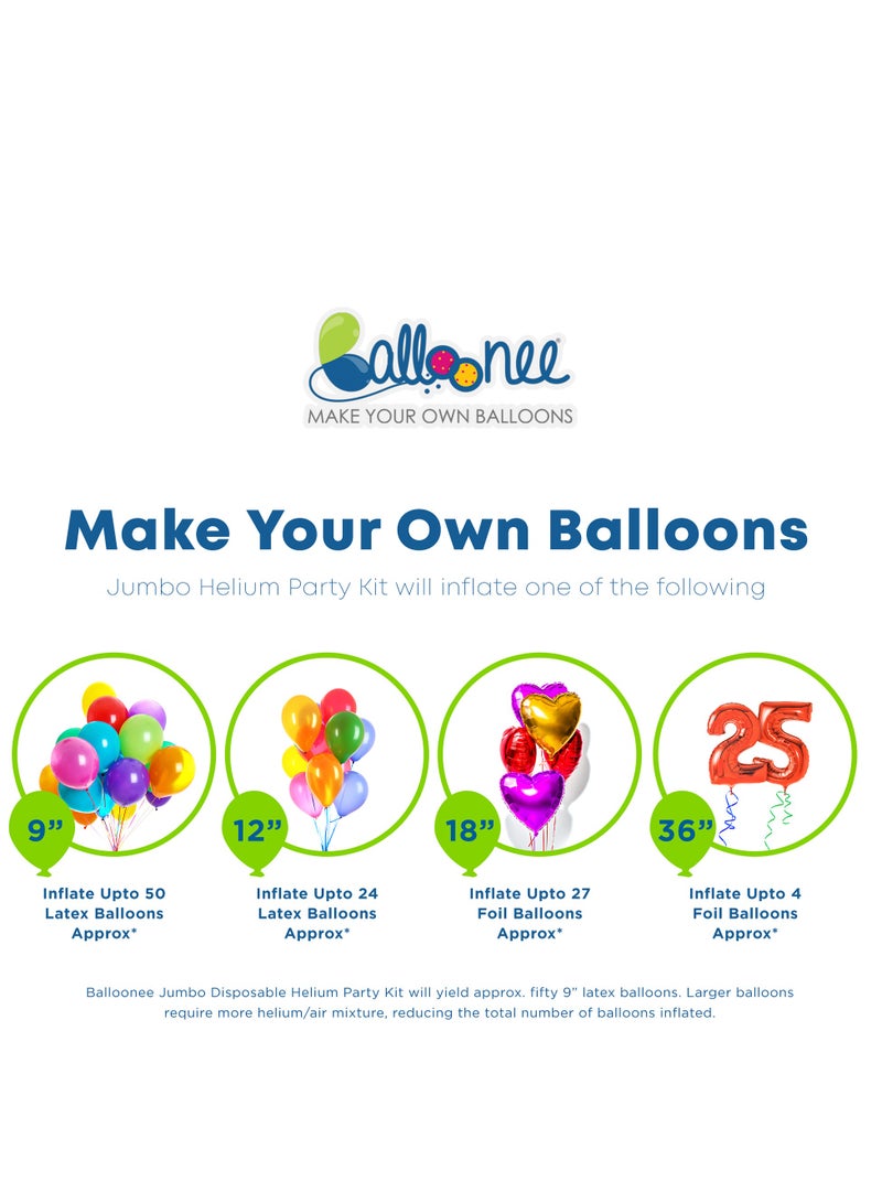 Balloonee Jumbo Disposable Helium Party Kit - Pack of 2, Helium Tank for Balloons At Home  - Image 3
