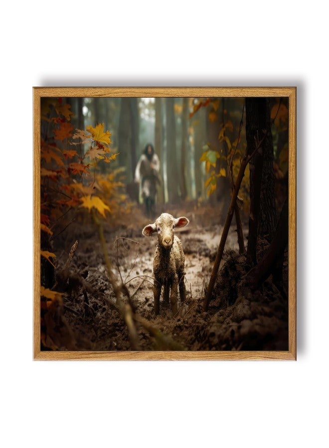 Ploceiny Framed Christian Wall Art Jesus and Lamb decor Picture Christian God Canvas Print Poster Decor for Living Room Christian decor 16X24Inch A-339 - Image 1