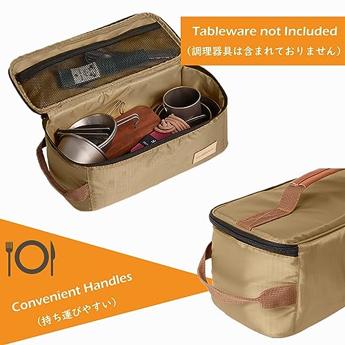 TRIWONDER Portable Camping Travel Cookware Organizer Pouch Camping Cooking Utensils Storage Bag for Outdoor Barbecue Camping Cooking Spoon Chopsticks Organizing (02# Green) - Image 3