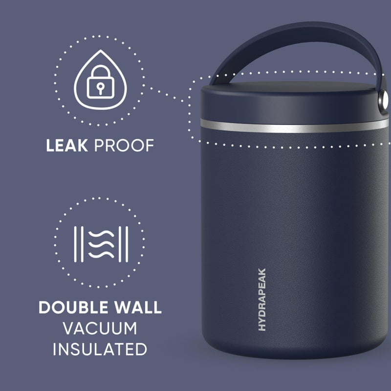 Hydrapeak 32oz Stainless Steel Vacuum Insulated Food Jar for Hot Food and Cold Food, Wide Mouth Leak-Proof Soup Jar for Adults, 10 Hours Hot and 16 Hrs Cold (Navy) - Image 4