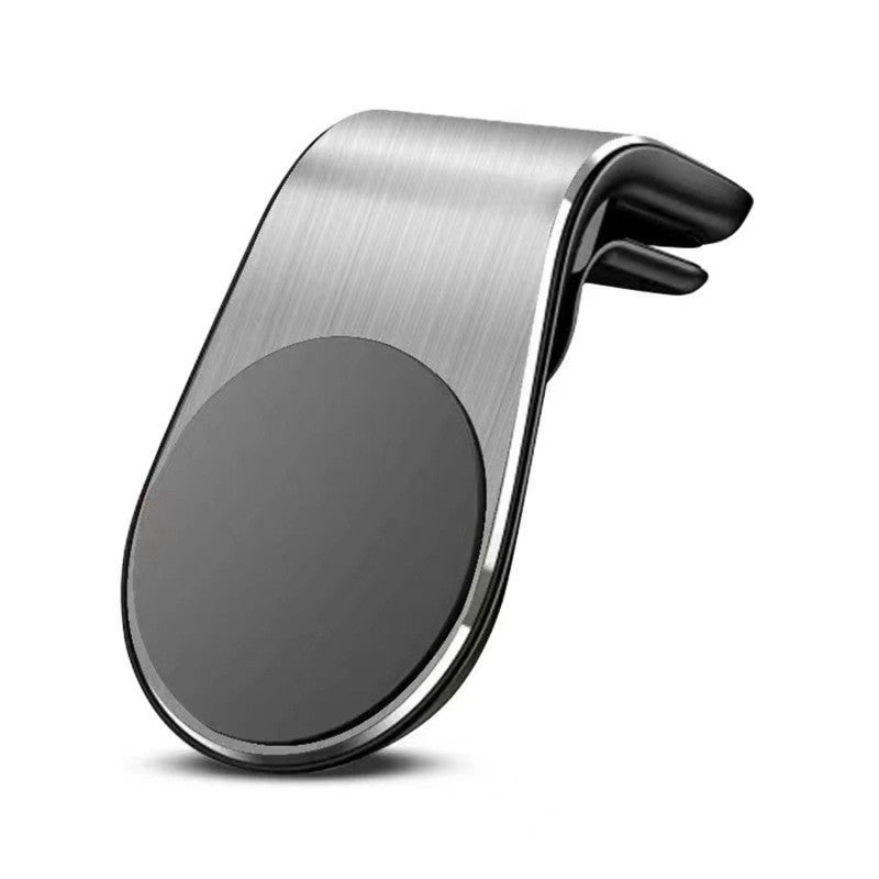 Magnetic Car Phone Mount: Silver Vent Clip - Powerful Grip Compact Design for Safe Hands-Free Driving & Road Trips - Image 1
