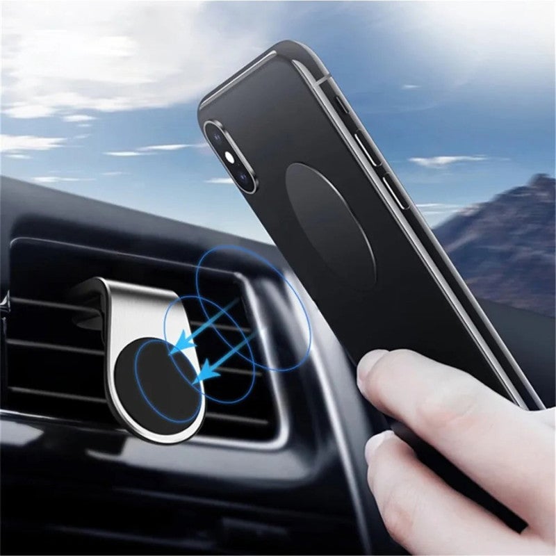 Magnetic Car Phone Mount: Silver Vent Clip - Powerful Grip Compact Design for Safe Hands-Free Driving & Road Trips - Image 4