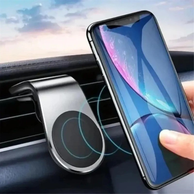 Magnetic Car Phone Mount: Silver Vent Clip - Powerful Grip Compact Design for Safe Hands-Free Driving & Road Trips - Image 2