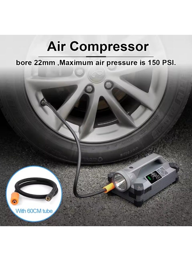 بلو فاير M6 جهاز تشغيل السيارة الطارئ 6000A ببطارية 24000mAh مع مضخة هواء وضوء LED | شاحن طوارئ للسيارات 12 فولت، مضخة إطارات 150PSI، بنك طاقة PD سريع 65 واط، شاشة رقمية، مثالي للتخييم والسفر – أسود - Image 5